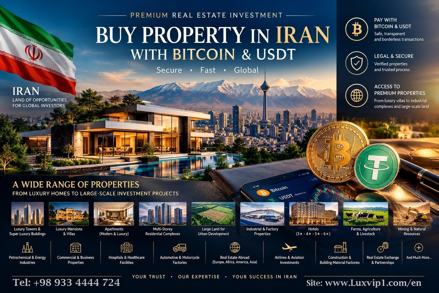 Buy Property in Iran with Bitcoin and USDT
